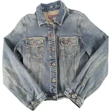 Silver Jeans Vintage  Dark Wash Denim Trucker Jacket - Women's Size Large