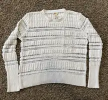 Sundance Sweater Womens Medium White Pointelle Open Knit Cotton Pullover Casual
