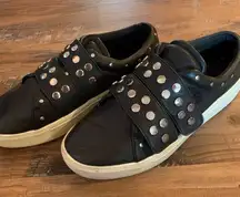 Black Leather Platform Tennis Shoes Studs Rebecca Minkoff Natasha Sneaker Sz 7