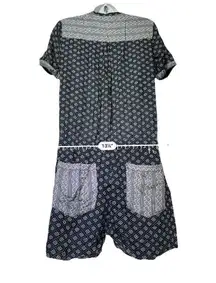 Scotch & Soda Maison Scotch short sleeve blue pockets geometric printed Romper 1