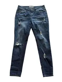 Boston Proper Womens Distressed Skinny Jeans Size 10/31 Blue Denim Embellished