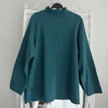 Poetry Sweater US 14 Teal Funnel Neck tunic Double Cotton Jersey Lagenlook Boho