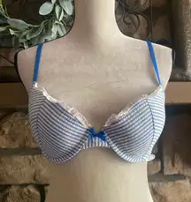 Xhileration-White And blue Stripe Bra