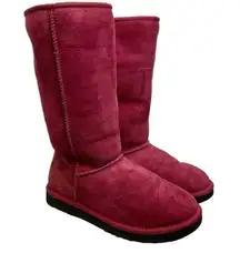 UGG  Classic Tall 5855 Leather Sheepskin Lined Shearling Winter Boots Red W8 8