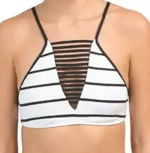 NWT Sz 4  Swimwear Bikini Top Castaway Stripe High Neck Tank