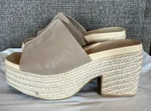 Eloquii Elements Women’s Chunky Jute Wrapped Sandals Size 8.5W Block Heel Tan‎