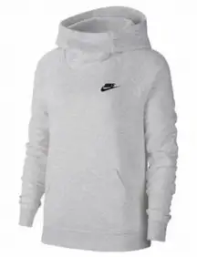 Nike Sportswear Essentials Women’s Sz M Heather Gray Funnel-Neck Fleece‎ Hoodie