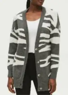 Michael Stars Nell Cardigan Size 2X Charcoal White NWOT