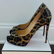 Christian Louboutin’s Leopard Print Patent Very Privé Peep-Toe Pumps