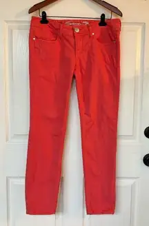 7 For All Mankind Skinny Jeans - Size 8 - Orange Coral, Stretchy, Comfortable
