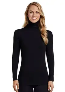 Cuddl Duds Softwear Stretch Long Sleeve Turtleneck Top Black S