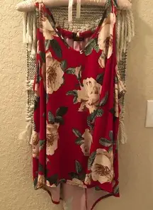 First Love Flowy Sleeveless Top Red Flower Size 3x