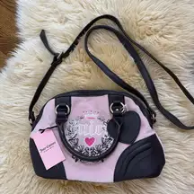 Juicy Couture velour pink and brown faux leather crossbody