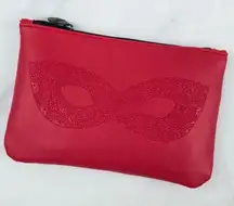 Ipsy Faux Red Leather Masquerade Cosmetic Glam Bag