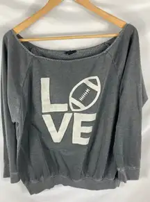 Torrid Love Football Off Shoulder Sweatshirt Grey Size 2X