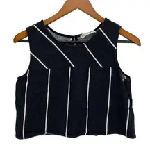 Mango Womens Black Striped Cropped Top