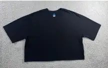 Old Navy Vintage Tee T Shirt Women Small Crop Black Basic Oversized Baggy Loose