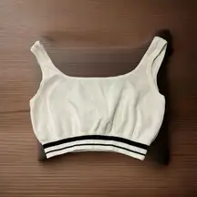 Cider Cropped Knitted Sweater Tank Top White and Navy Blue Size Small Women's‎