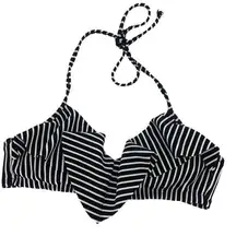 APT‎ 9 Womens Striped Flounce Ruffle Halter Bikini Top Black White Medium