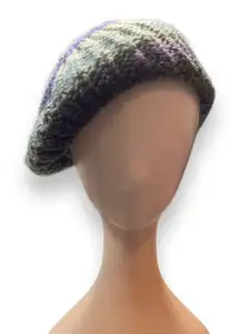 Women’s Beret Hat Green Purple Cream Knit Warm Winter Essential