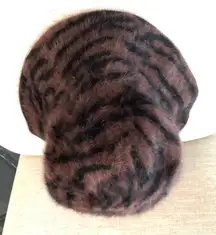 Angora blend bucket Hat Brown/Black Tiger Print