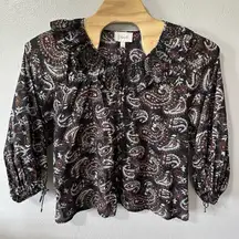 Anthropologie Cleobella Jillian Ruffle Balloon Sleeve Peasant‎ Blouse Paisley XL