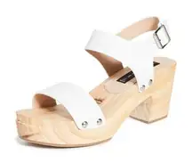 Steven by Steve Madden White Fabee Clog Buckle Ankle Strap Sandals Size 11‎