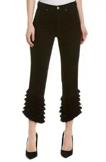 McGuire Damn Fine The Cha Cha Crop Jeans Late Night Black Fringe Flared size 29