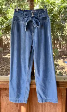 Paige Women's Light Wash Paperbag Waist Belted Crop Jeans Size 27