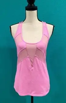 Lululemon White If You’re Lucky Mesh Tank top in Bubble Gum pink