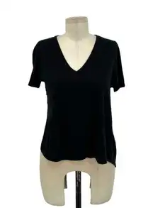 Veronica Beard Cindy V Neck High Low Tee In Black Size Small