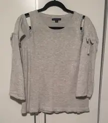 American Eagle Outfitters Light Gray Cold Shoulder Sweatshirt