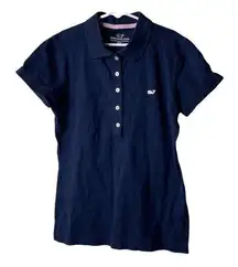 Vineyard Vines Navy Blue Fitted Short Sleeve Polo Shirt Women's XXS