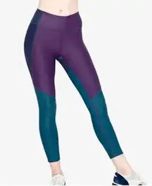 Outdoor Voices Full Length Purple & Blue Tri Tone Colorblock Warm Up Leggings S