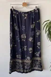 Jaclyn Smith Skirt Womens Medium Blue Floral Maxi Prairie Cottage Coastal Retro