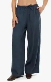 WeWoreWhat Linen Blend Wide Leg Pant Deep Storm - XS - NWT