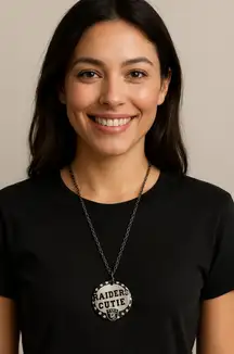 Las Vegas Raiders Cutie Pendant Necklace Black Silver Tone Fan Jewelry