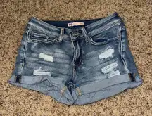 Light Washed Ripped Jean Shorts