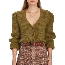 Ulla Johnson - Greta Alpaca Wool Knit Cardigan Olive Tapenade Sz M