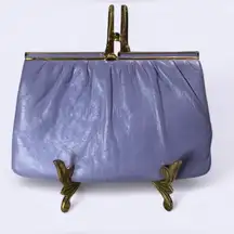 Vintage Elbief England Lavender Buttery Leather Clutch Handbag Chain Strap, 70s