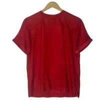 Maurada Women's Red Silk Short Sleeve Blouse Size S Casual