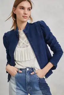 Pilcro Anthropologie Anita Denim Jacket Cropped Stretchy Knit