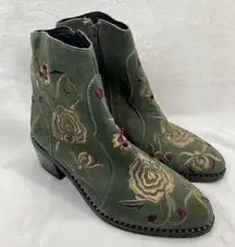 Jeffrey Campbell Jeffery Campbell booties boots Womens 9 Olive Green Suede Embroidered Heeled y2k