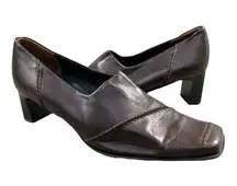 VINTAGE Paul Green US 6.5 90's Women's Brown Leather Heeled Loafers Dress Shoes