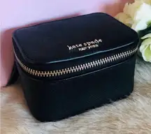 Kate Spade Black Saffiano Leather Travel Jewelry Case • Zip Around • NWT
