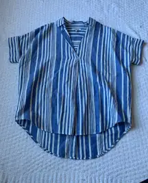 Madewell Linen and Cotton Buttoned Shirt Blue and White Size XS Like New