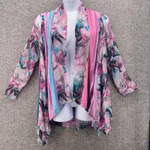 Soft‎ Surroundings Womens Cardigan Size L Flowy Floral Lightweight Open Front