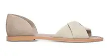 𝅺VINCE Idara Cotton & Suede Pleated Accents Slides Flat Sandals