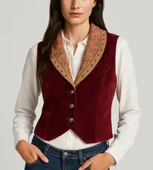 Double D Ranch studded velvet and suede vest (oversized)