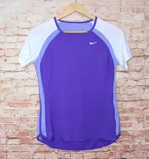 | Purple Dri-Fit Mesh Running Short Sleeve Tee